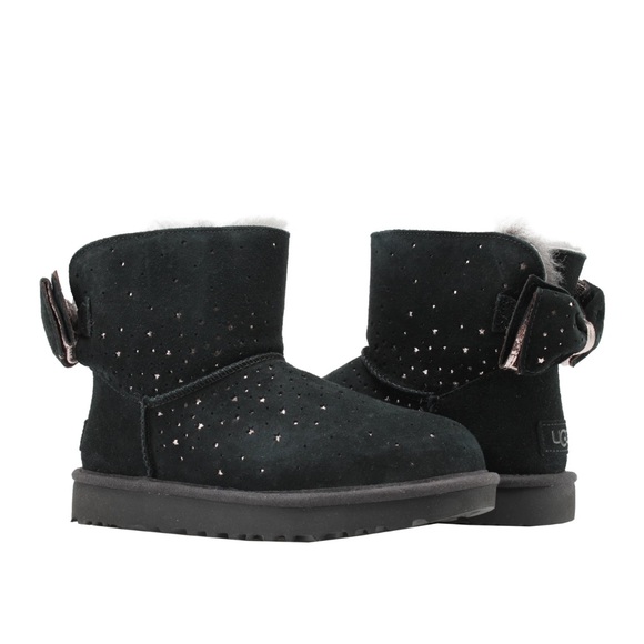 UGG Shoes - UGG Australia Classic Mini Stargirl Bow Black Boots Women's Size 9